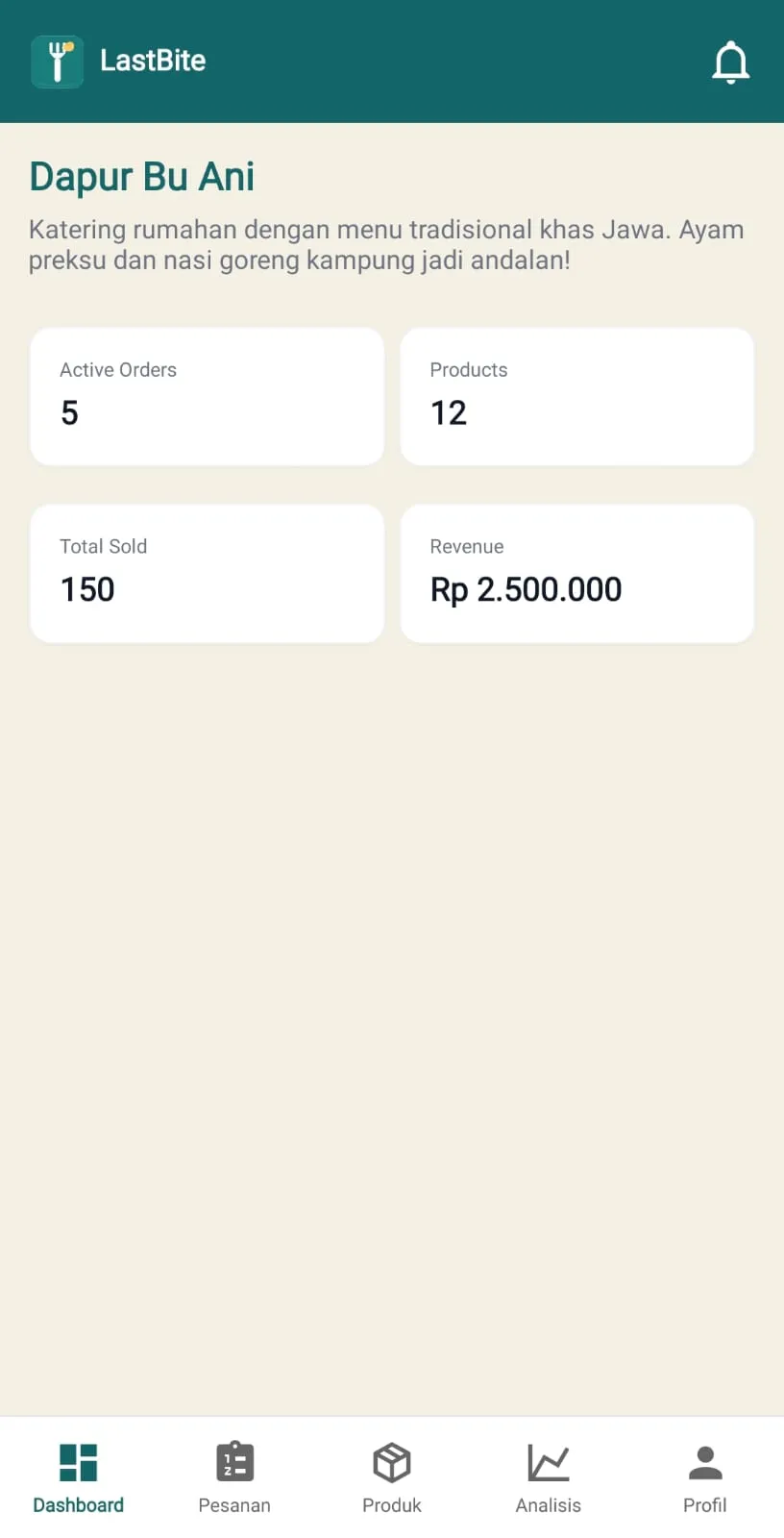 LastBite seller dashboard